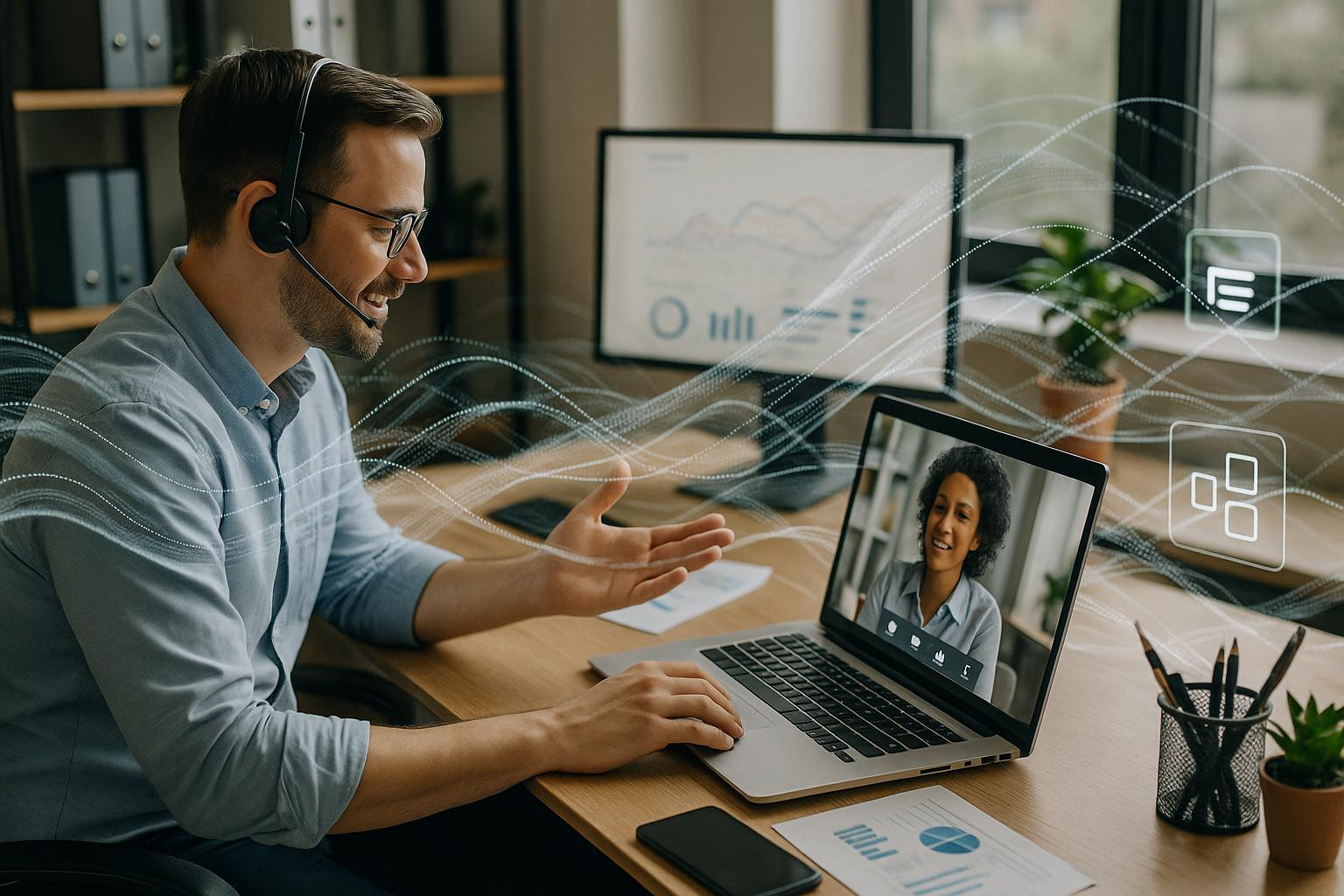 Professional Video Call in Modern Office